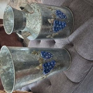 Galvanized Metal Vase Flower Bucket Milk Can Tin Box Grapes Design